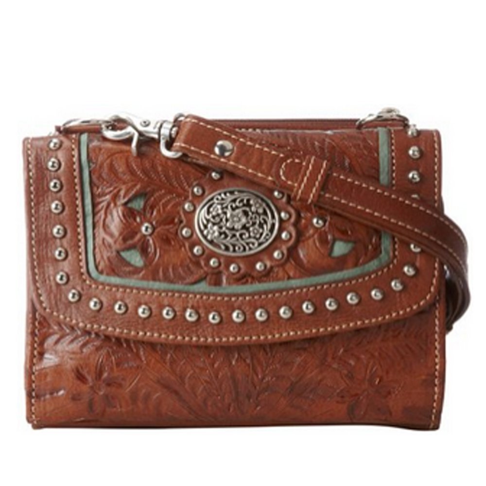 7536 Hand Tooled Handcrafted 100% Leather Tri-Fold Wallet | Credit Card